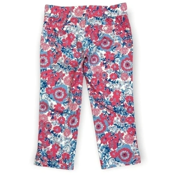 Lilly Pulitzer Bailey Capri Floral Printed Stretch Pants Shell Yeah Size 10 NWT - Picture 2 of 11